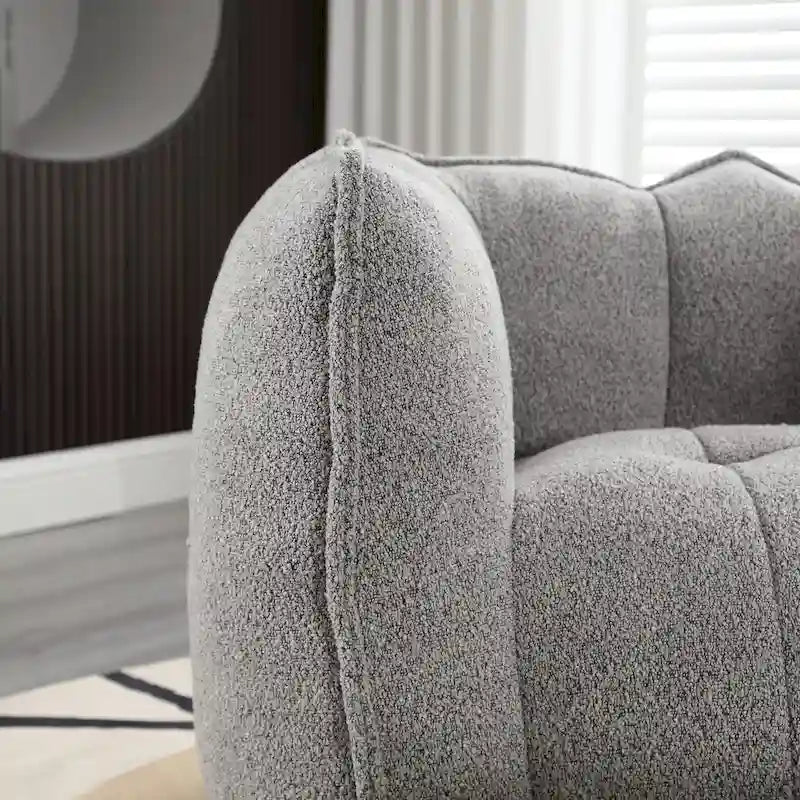 Round Tufted Accent Chair Soft Chenille Upholstery Armrest Olive Khaki