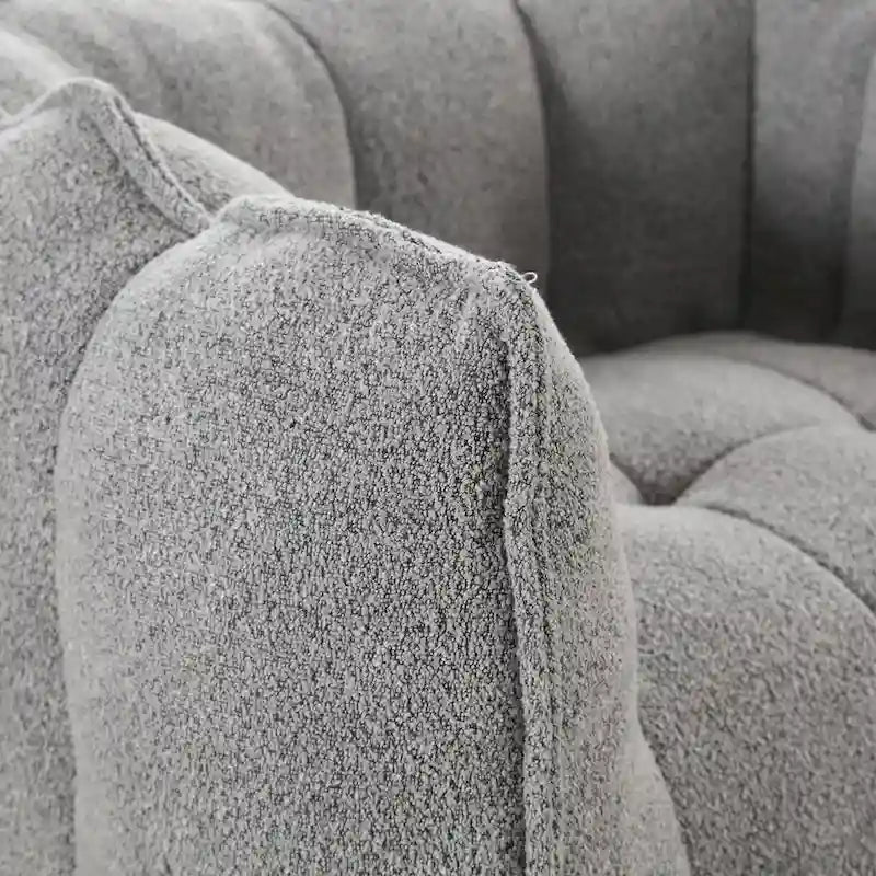 Fauteuil d'appoint rond touffeté rembourré en chenille douce avec accoudoirs olive kaki