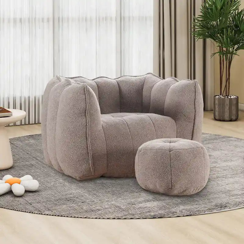 Fauteuil d'appoint rond touffeté rembourré en chenille douce avec accoudoirs olive kaki
