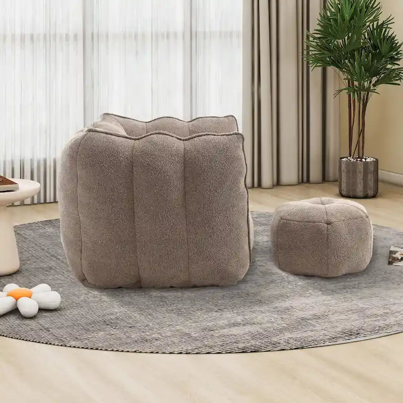 Fauteuil d'appoint rond touffeté rembourré en chenille douce avec accoudoirs olive kaki