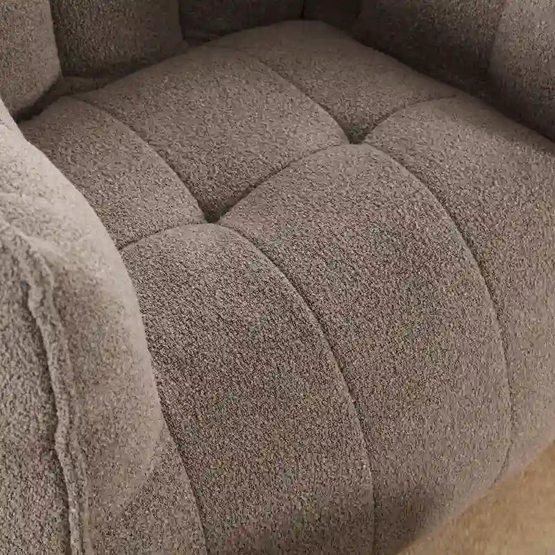 Fauteuil d'appoint rond touffeté rembourré en chenille douce avec accoudoirs olive kaki