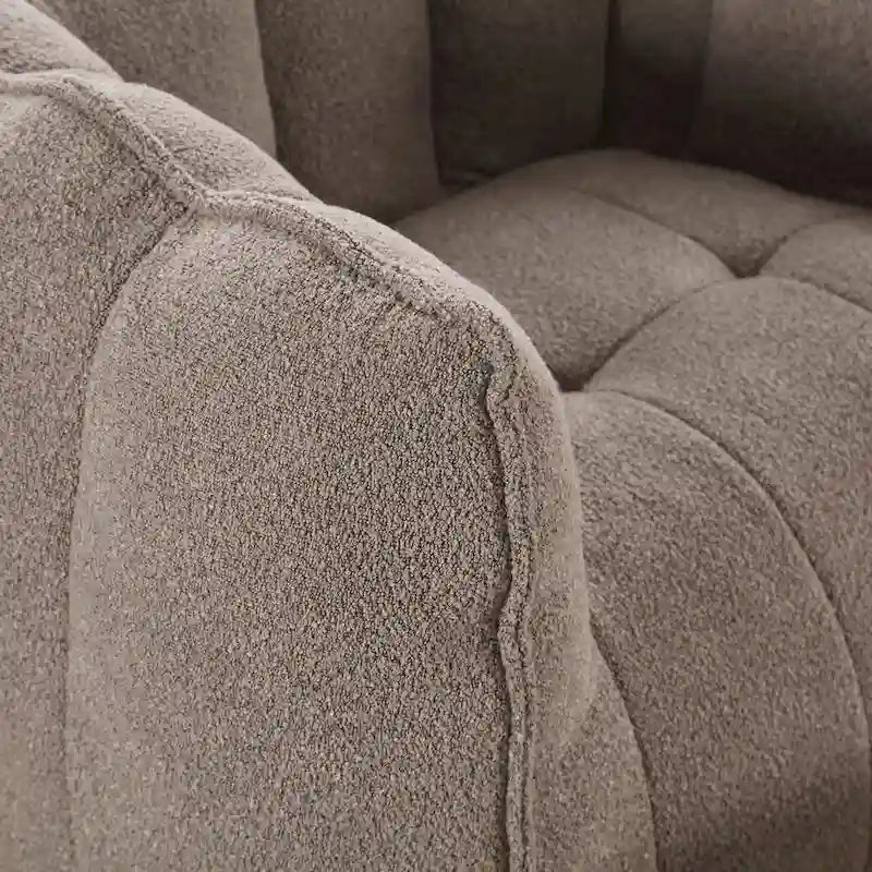 Fauteuil d'appoint rond touffeté rembourré en chenille douce avec accoudoirs olive kaki