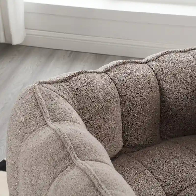 Fauteuil d'appoint rond touffeté rembourré en chenille douce avec accoudoirs olive kaki