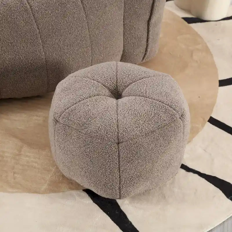 Fauteuil d'appoint rond touffeté rembourré en chenille douce avec accoudoirs olive kaki