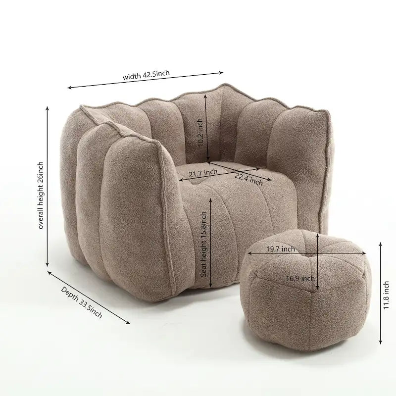 Fauteuil d'appoint rond touffeté rembourré en chenille douce avec accoudoirs olive kaki