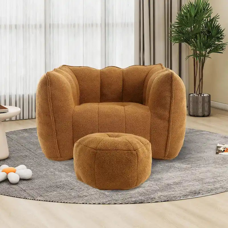 Fauteuil d'appoint rond touffeté rembourré en chenille douce avec accoudoirs olive kaki