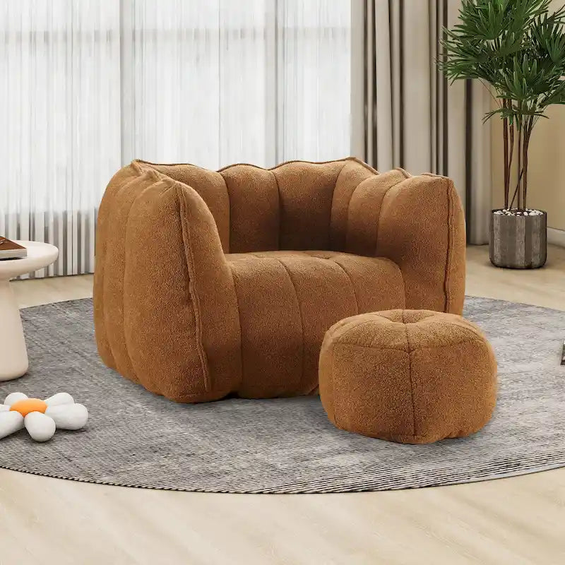 Fauteuil d'appoint rond touffeté rembourré en chenille douce avec accoudoirs olive kaki
