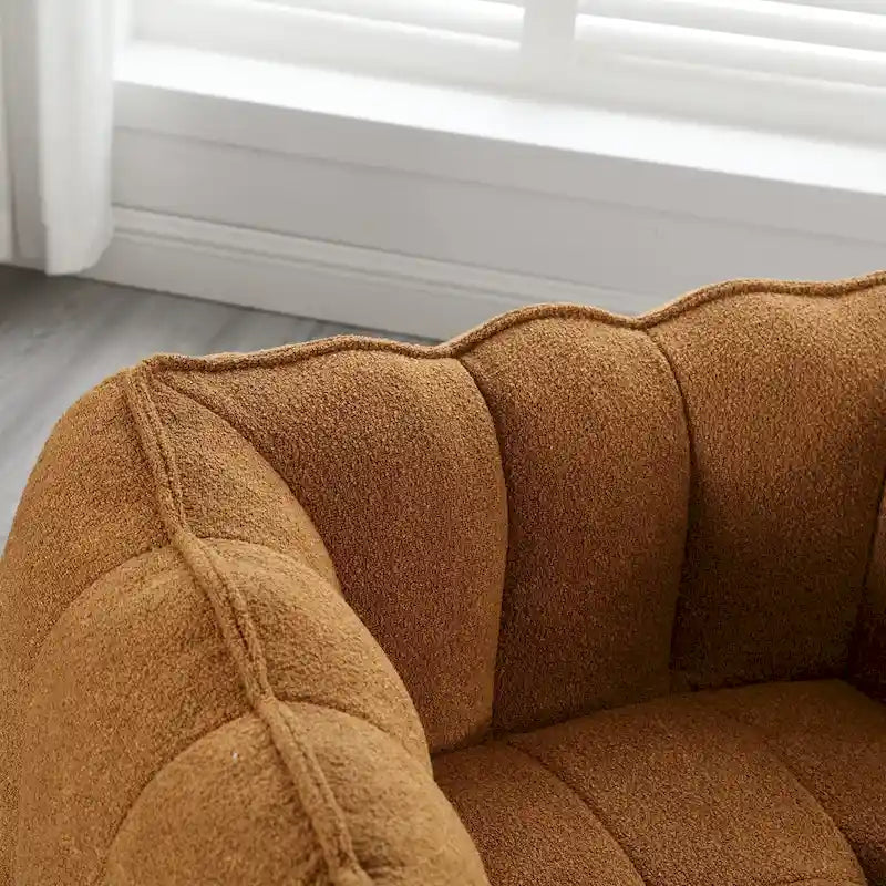 Fauteuil d'appoint rond touffeté rembourré en chenille douce avec accoudoirs olive kaki