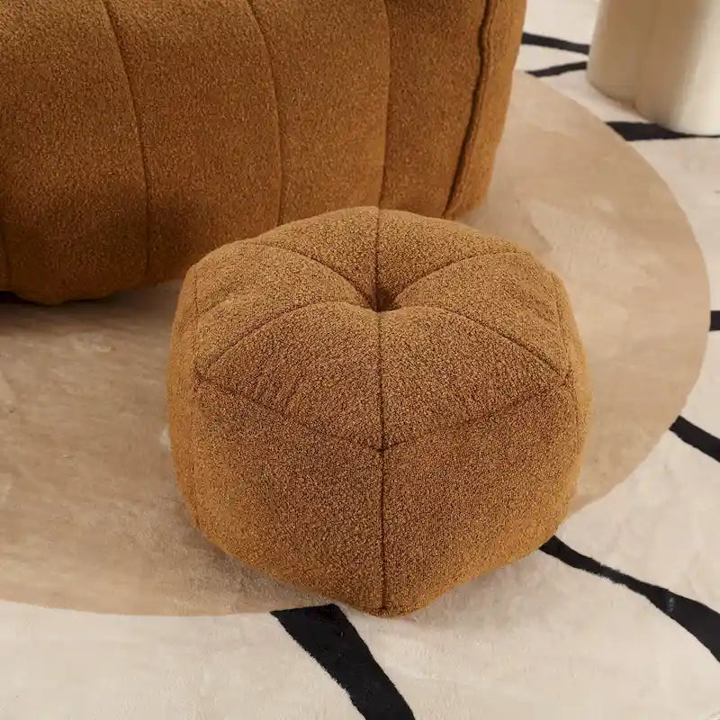 Fauteuil d'appoint rond touffeté rembourré en chenille douce avec accoudoirs olive kaki