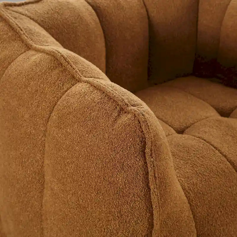 Fauteuil d'appoint rond touffeté rembourré en chenille douce avec accoudoirs olive kaki