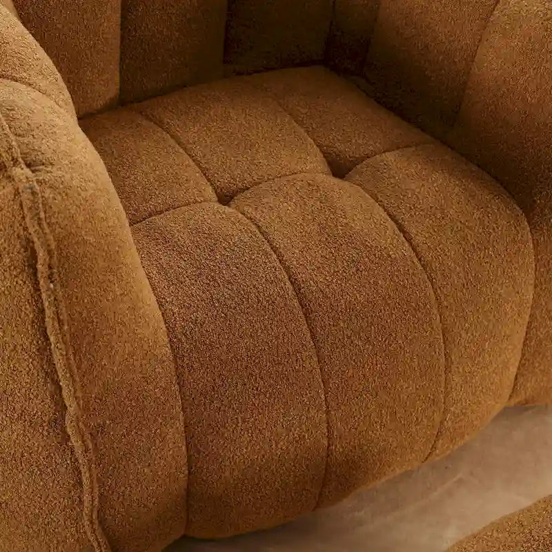 Fauteuil d'appoint rond touffeté rembourré en chenille douce avec accoudoirs olive kaki