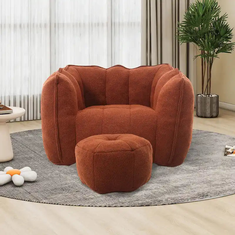 Fauteuil d'appoint rond touffeté rembourré en chenille douce avec accoudoirs olive kaki