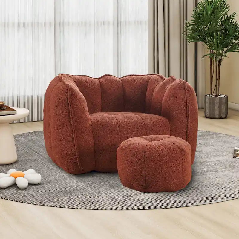 Fauteuil d'appoint rond touffeté rembourré en chenille douce avec accoudoirs olive kaki