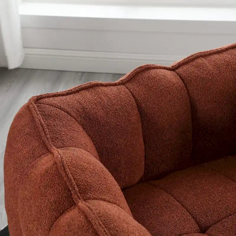 Fauteuil d'appoint rond touffeté rembourré en chenille douce avec accoudoirs olive kaki