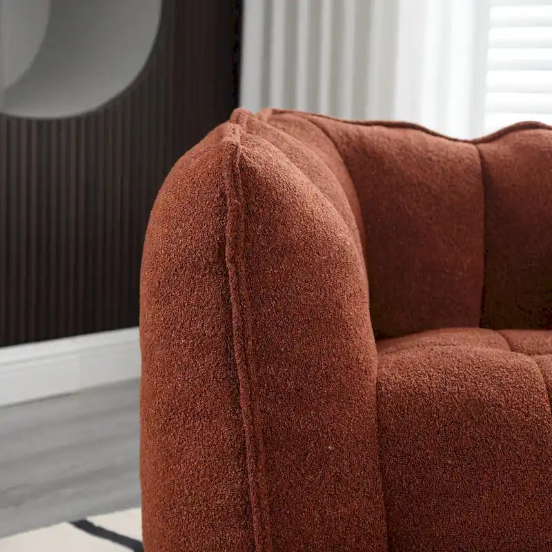 Fauteuil d'appoint rond touffeté rembourré en chenille douce avec accoudoirs olive kaki