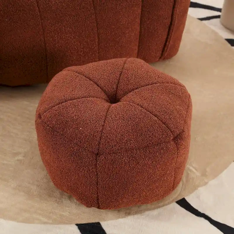Fauteuil d'appoint rond touffeté rembourré en chenille douce avec accoudoirs olive kaki