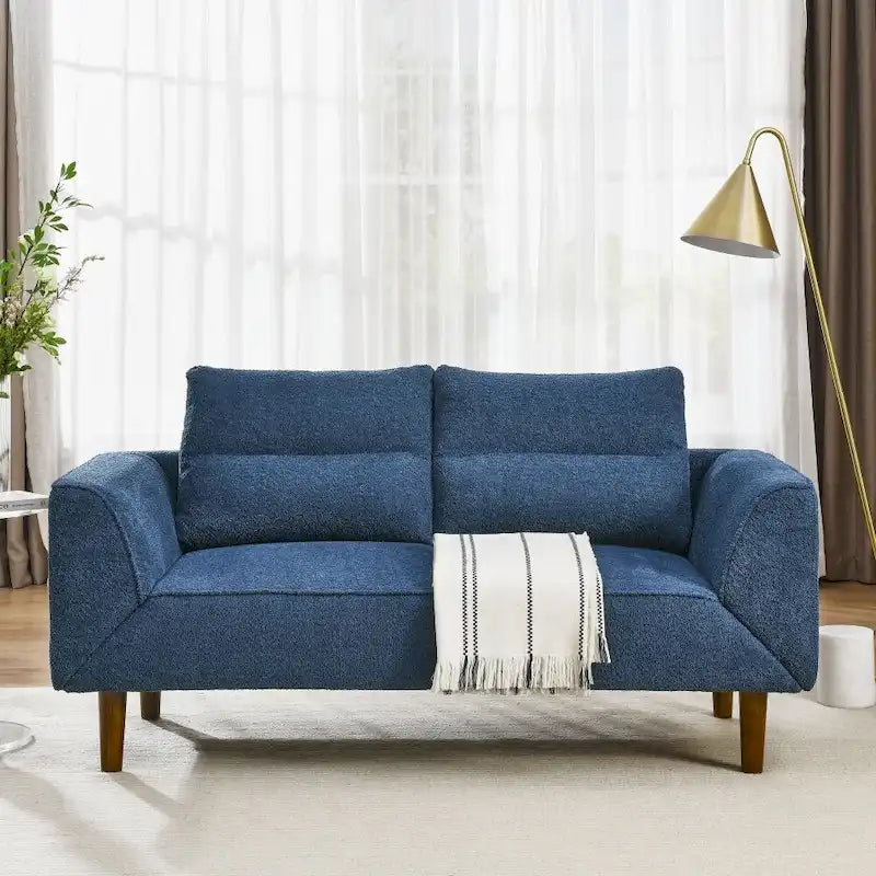 Compact Loveseat Sofa Soft Loop Yarn Upholstery Adjustable Armrests