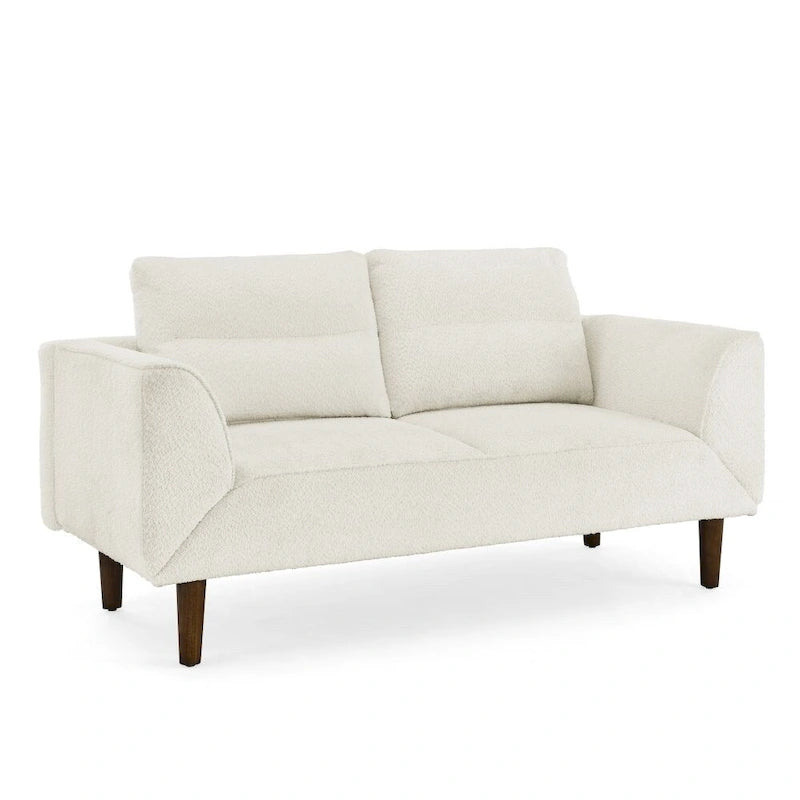 Compact Loveseat Sofa Soft Loop Yarn Upholstery Adjustable Armrests