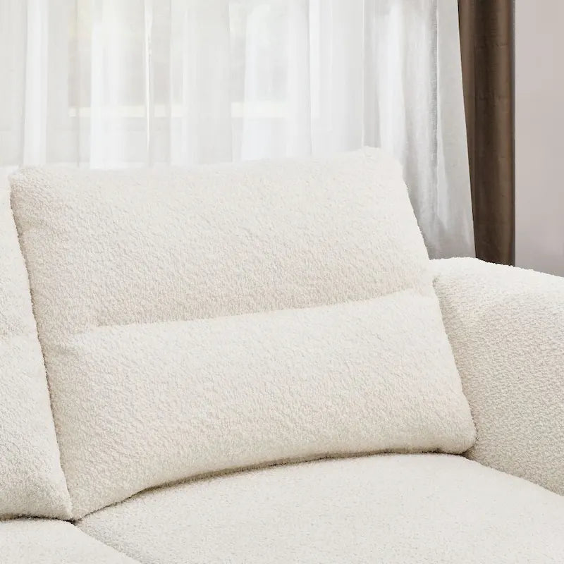 Causeuse compacte en tissu bouclé doux avec accoudoirs réglables