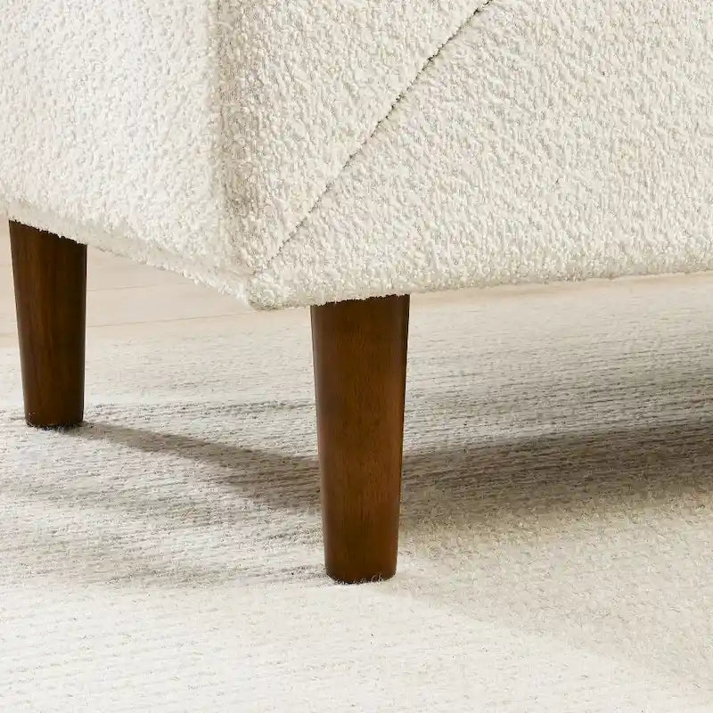 Causeuse compacte en tissu bouclé doux avec accoudoirs réglables