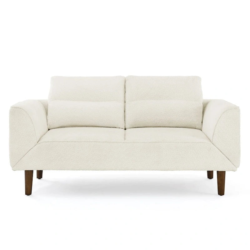 Causeuse compacte en tissu bouclé doux avec accoudoirs réglables