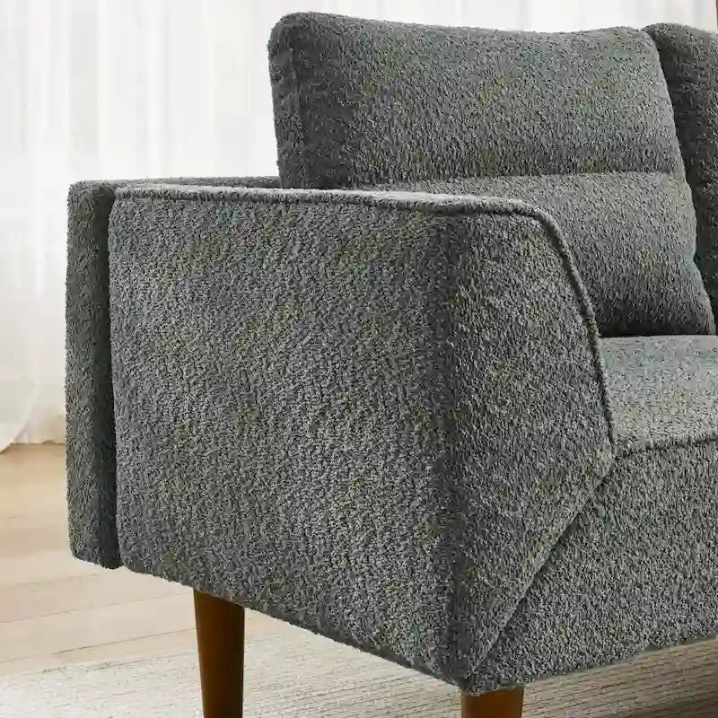 Causeuse compacte en tissu bouclé doux avec accoudoirs réglables
