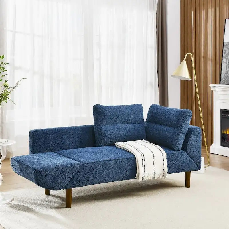 Causeuse compacte en tissu bouclé doux avec accoudoirs réglables