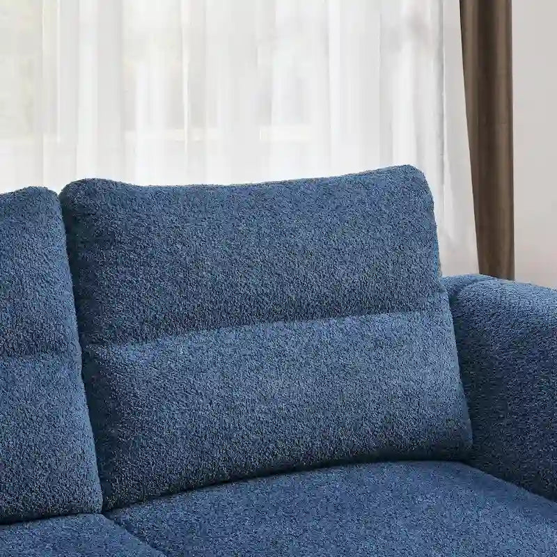 Causeuse compacte en tissu bouclé doux avec accoudoirs réglables