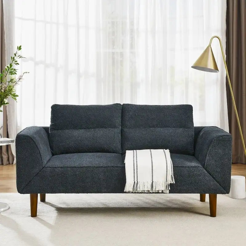 Causeuse compacte en tissu bouclé doux avec accoudoirs réglables