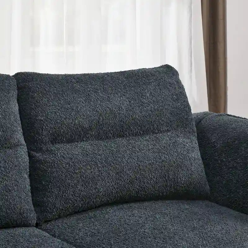 Causeuse compacte en tissu bouclé doux avec accoudoirs réglables