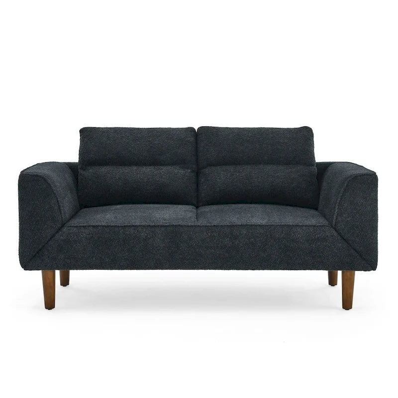 Causeuse compacte en tissu bouclé doux avec accoudoirs réglables